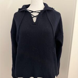 Massimo Dutti Dark Blue V-Neck Sweater